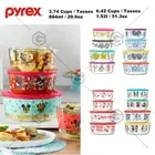 Pyrex 4 Glass Food Storage lock Containers with lid Hello Kitty Mickey Star Wars