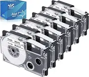 Weemay XR-9WE2S Compatible Label Tape Replacement for Casio Label It Tape Cartridge 9mm 0.35 XR-9WE XR9WE2S Black on White Cassette for EZ-Label Printer KL-60 KL-100 KL-120 KL-750 KL-780, 6 Pack