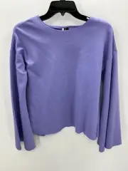 Topshop Top Womens 4 Purple Bell Sleeve Crossover Open Back Soft Knit Boho NWT