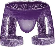 [Generic] Men's Lace Pouch Panties Lingerie Thongs G String with Garters T Back Underwear