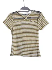 BB Dakota by Steve Madden Top Womens Large Wood Thrush Striped Crop Top NWT