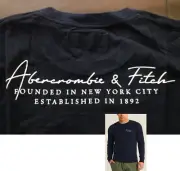 【New】Abercrombie & Fitch Men's【A&F Signature Logo Soft Long Sleeve Tee】 Navy @XS