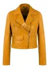 Ladies Brando Slim Fit Retro Biker Short Body Fashion Leather Jacket Emma Watson