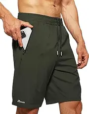 [Rancoto] Men's Running Shorts Lightweight Athletic Workout Shorts 7'' Sports Gym Basketball Shorts with Zipper Pockets