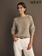 Neutral Mole Soft Touch Crew Neck Knitted Jumper with Alpaca (B45381) | $38