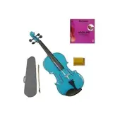 Blue Violin,Case,Bow,Strings,Bridge,Rosin+E String~4/4 3/4 1/2 1/4 1/8 1/10 1/16