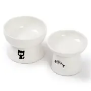 FOREYY Raised Cat Food and Water Bowl Set, Whisker Friendly Elevated Ceramic ...