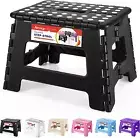 Folding Step Stool 9'' Step Stool Holds up to 300 Lb Plastic FoNon-Slip Surface