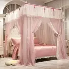 Luxury Canopy Bed Curtains Double-Layer Gauze Mosquito Net LED Light No Bracket