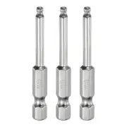 3pcs Ball End Hex Screwdriver Bit Set 3mm Magnetic 1/4" Hex Shank 2" Long