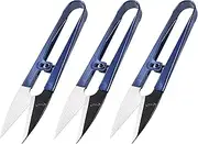 Beaditive Sewing Scissors (3-Piece Set) High-Carbon Steel Thread, Yarn, Embroidery Clippers | Handheld Snippers for Arts, Crafts, and DIY Projects | Multipurpose Use Navy Blue