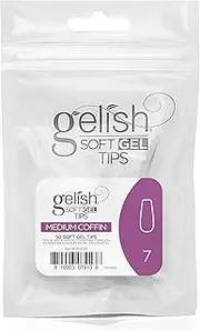 Gelish Medium Coffin 50 Pieces Soft Gel Tips Refill Pack, Size 7
