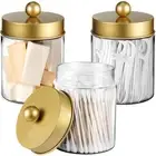 3PC Farmhouse Decor Qtip Holder Apothecary Jars Bathroom Vanity Storage Organ...