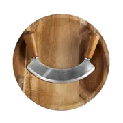 Cole & Mason Ashden Stainless Steel Mezzaluna Herb/Garlic Chopper w/Acacia Board