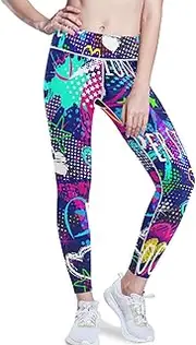 [GuoChe] Sex Yoga Pants for Women 1970s Disco Retro Grunge Graffiti Activewear Athletic Pants for Women