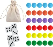 30 Wahoo Board Game Marbles 5 Each of 6 Colors, 6 Dice and a Play Bag...
