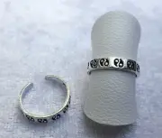 Adjustable Sterling Silver Yin Yang Toe/Pinky/Finger Ring 925 - 170C2