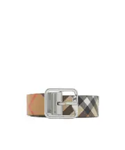 Burberry Reversible Checked B Buckle Belt 110,100,115,105,90,95,85 Sand/Military/Silver