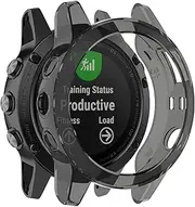Fit for Garmin Fenix 5 Case, Colorful Silicone Protective Case Bumper Sleeve Shell Frame Protector Cover Accessories for Garmin Fenix 5 Smartwatch (Black)