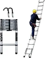 Telescopic Ladder Lightweight Portable Telescopic Ladder with Hooks, 10FT/5m/6m Tall Extension Telescoping Ladder, Industrial/Household Daily Step Ladder