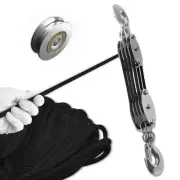 Block and Tackle Pulley System, Upgraded 4-Wheel Rope Pulley Hoist, 8:1 Lifti...