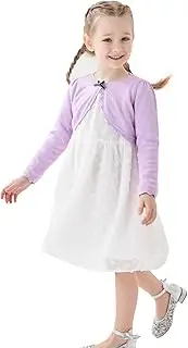 [Enemupa] Girls' Baby Cardigan Children's Knitted Sweater Children's Front Open Long Sleeved Dress Cover up One Button Closure Top