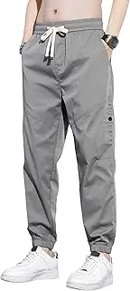 [Generic] Men's Elastic Waist Stylish Athletic Pants Casual Lightweight Outdoor Hiking Trousers Drawstring Streetwear Pants
