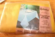 Splendor Lintex TableCloth Vintage 52x70 Oval Gold Yellow Flannel Back MCM