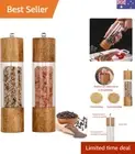Pack of 2）Salt and Pepper Grinder Set,Wooden Salt and Pepper Shakers,Adjustab...
