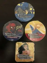 (4) Magic Towels - Batman - Spiderman - Superman - Wonder woman