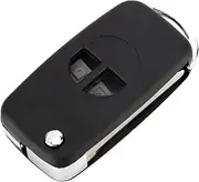 2 Buttons Car Remote Flip Folding Key Fob Case Shell with Uncut Vane/Wing Blank Key Shell Case Housing Fit for Suzuki Swift Grand Vitara Alto Black Color