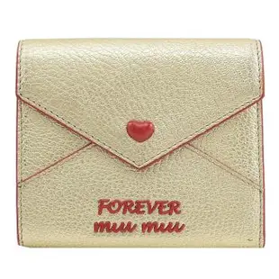 MIU MIU 5MH014 Forever 信封型扣式短夾.金/紅