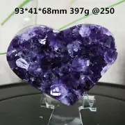 B250-397g Amethyst Heart Natural Quartz Crystal Geode Mineral Gemstone Uruguay