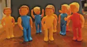 9 Vintage Miniature BRUDER Posable Dolls from Germany for dollhouse, cakes, etc
