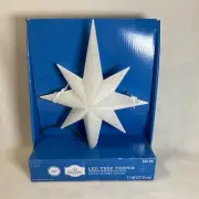Christmas Tree Topper Star White Snow Warm White Lights