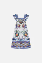 KIDS JUMPSUIT W FRILL SHOULDER & POCKET 4-10 TILES DARLS