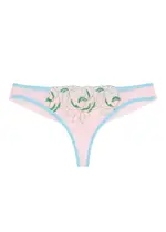 Dora Larsen Rue Floral-embroidered Tulle Thong - Light Pink 10 (UK 10 / S)