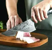 Full Tang Butcher Knife AUS10 Damascus Steel G10 Handle Chef Slicing Cleaver Cut