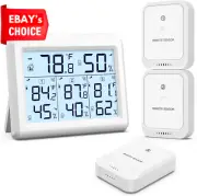Wireless Indoor Outdoor Thermometer Hygrometer 3 Sensors LCD Display