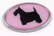 Scottish Terrier PINK Dog 3D Chrome emblem Pet Decal Car Auto Bike Sticker oval