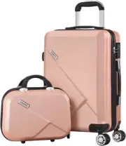 2Pcs Luggage Set with Trolley Bag Travel Suitcase Set Pink