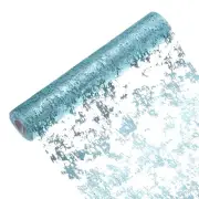 Light Blue Table Runner Roll 11.4" x 45Ft Sequin Foil Metallic Mesh Table Runner