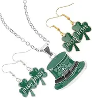 1 Set Shamrock Necklace Earrings for Patrick's Day Fashion Jewelry for Adults Eye Catching Party Accessories for Celebrations Parades
