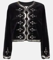 [Isabel Marant] Isabel Marant Hady embellished cotton velvet jacket AU 16 black