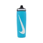 NIKE 耐吉 水壺 REFUEL WATER BOTTLE 24 OZ 藍 白 可擠壓 單車 運動水壺 N100766642-224