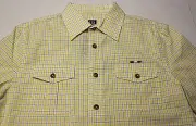 CAVI Men Yellow & White Checker 100% Cotton SS LOGO SHIRT NWT S Small $64