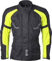 GMS-Moto Taylor, textile jacket waterproof , color: Black/Neon-Yellow , size: 6XL