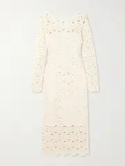 [Cara Cara] Cara Cara - Marsielle Crocheted Cotton Midi Dress - Cream - small small Cream