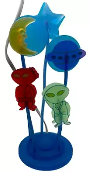New Red & Green Alien Moon Star Planet Desk Lamp / Night Light - 2 Aliens