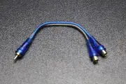 RCA WIRE BLUE GRAY Y SPLITTER 2 FEMALE 1 MALE CAR HOME AUDIO INTERCONNECT BLS